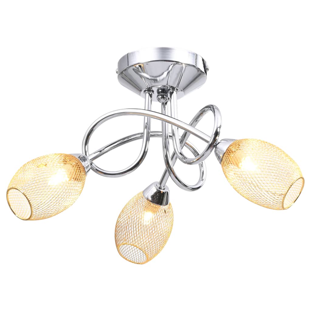 vidaXL Lámpara de techo con pantallas cromadas 3 bombillas G9 dorada