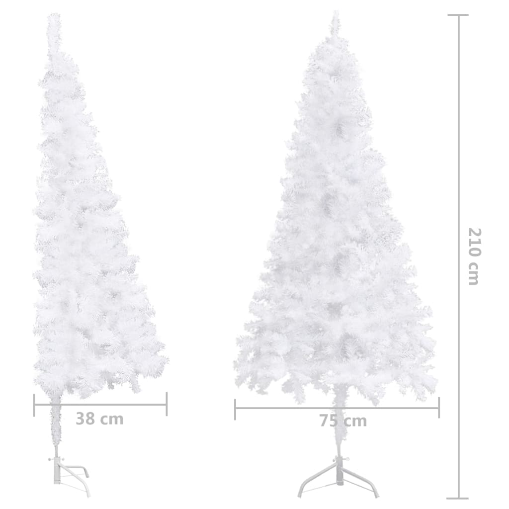 vidaXL Árbol de Navidad de esquina LED y bolas PVC blanco 210 cm