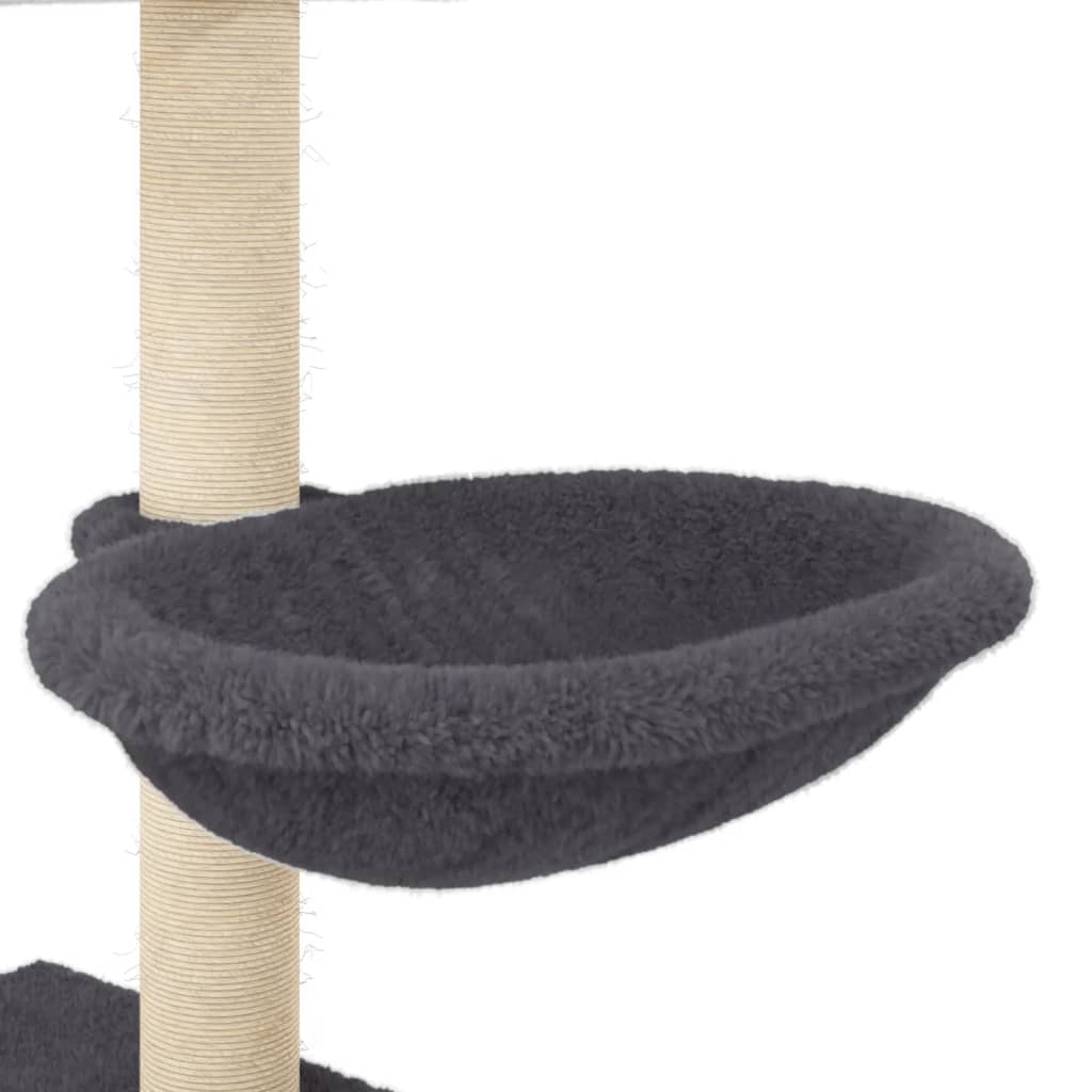 vidaXL Rascador para gatos con postes de sisal gris oscuro 117 cm