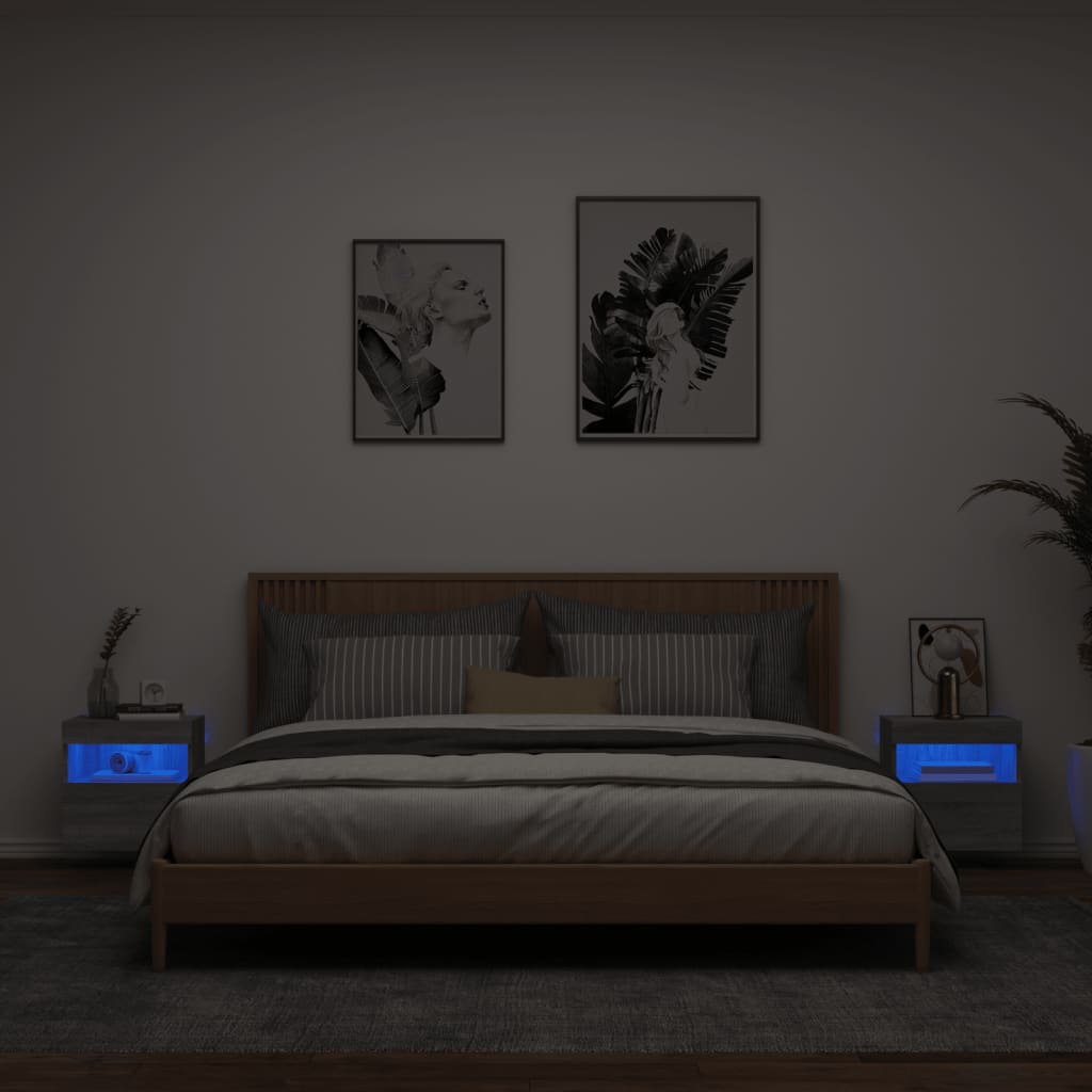 vidaXL Muebles TV de pared luces LED 2 uds gris Sonoma 40x30x40 cm