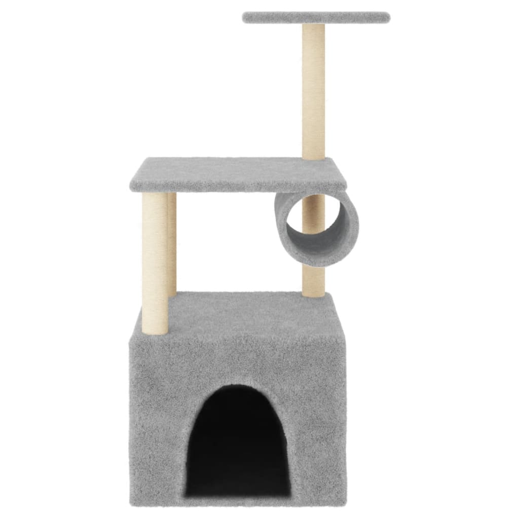 vidaXL Árbol rascador gatos con postes de sisal gris claro 109,5 cm