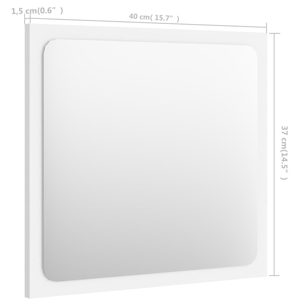 vidaXL Espejo de baño madera contrachapada blanco 40x1,5x37 cm