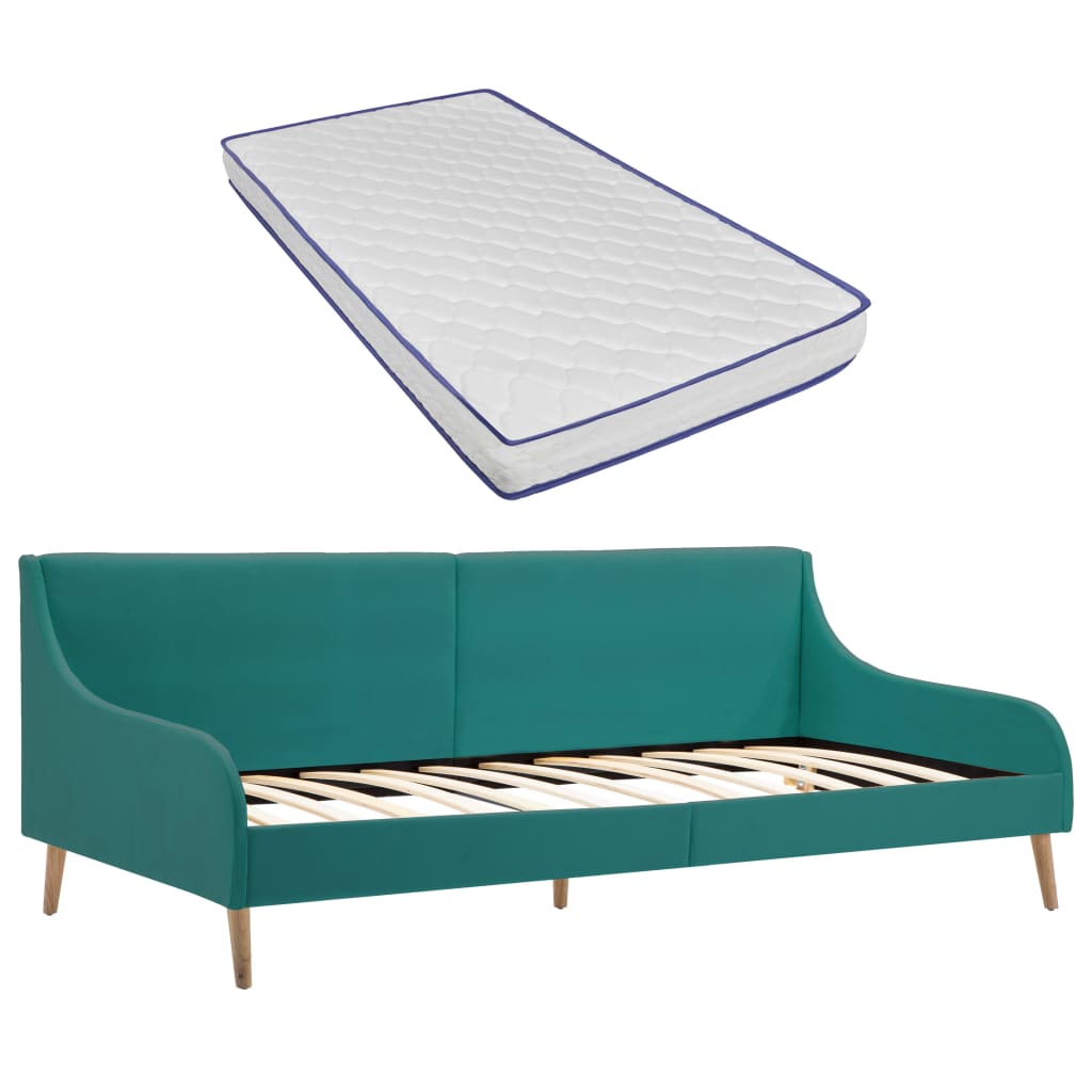 vidaXL Estructura sofá cama y colchón espuma viscoelástica tela verde