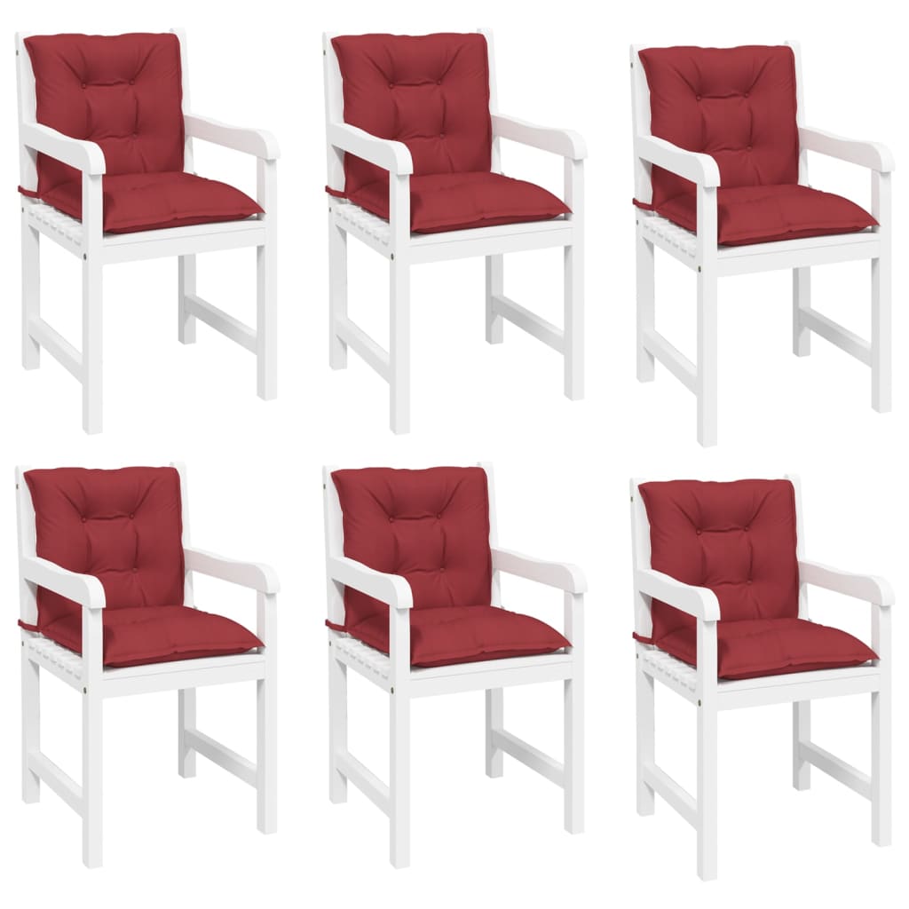 vidaXL Cojines para sillas de jardín 6 unidades vino rojo 100x50x7 cm