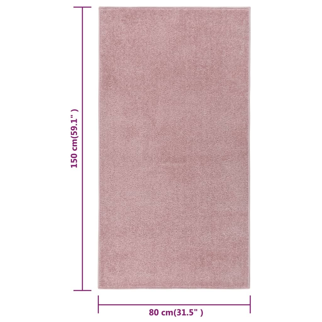 vidaXL Alfombra de pelo corto rosa 80x150 cm