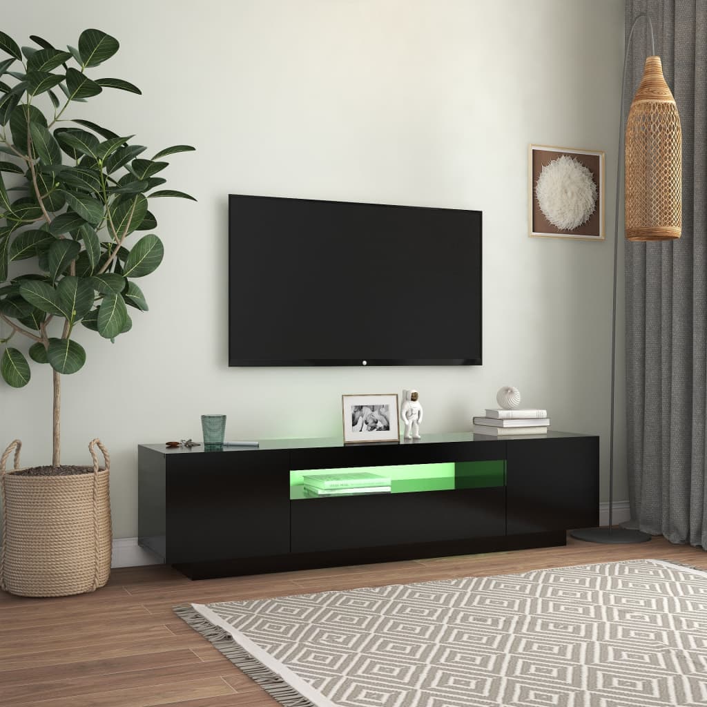 vidaXL Mueble de TV con luces LED negro 160x35x40 cm