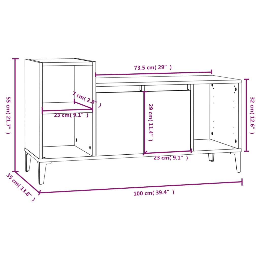 vidaXL Mueble para TV madera contrachapada gris hormigón 100x35x55 cm