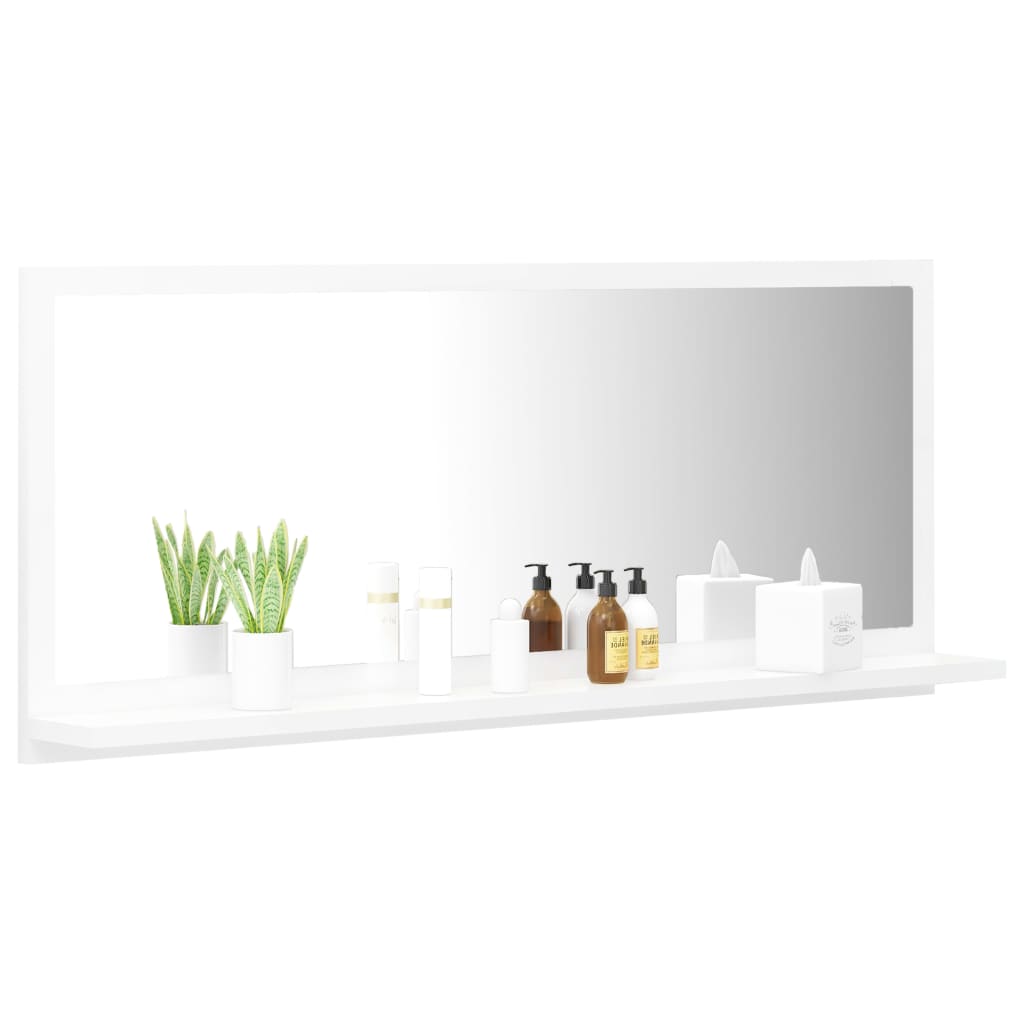 vidaXL Espejo de baño madera contrachapada blanco 90x10,5x37 cm