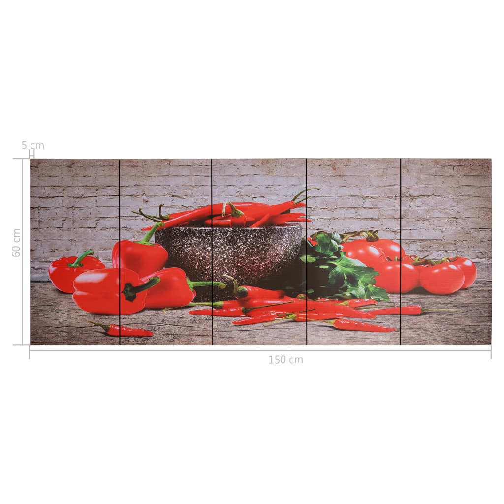 vidaXL Juego de lienzos pimientos rojos multicolor 150x60 cm