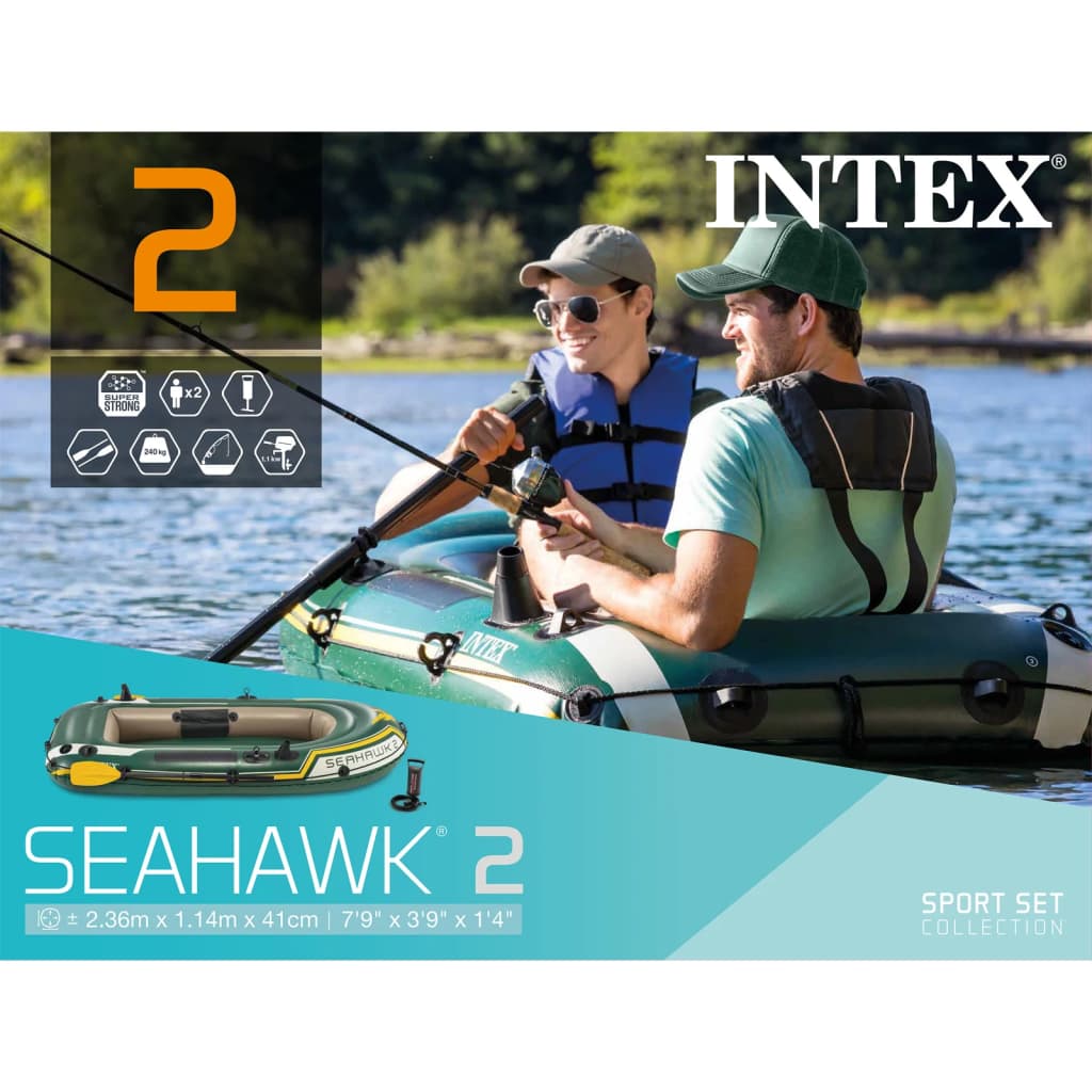 Intex Set de barca inflable con remos y bomba Seahawk 2 68347NP