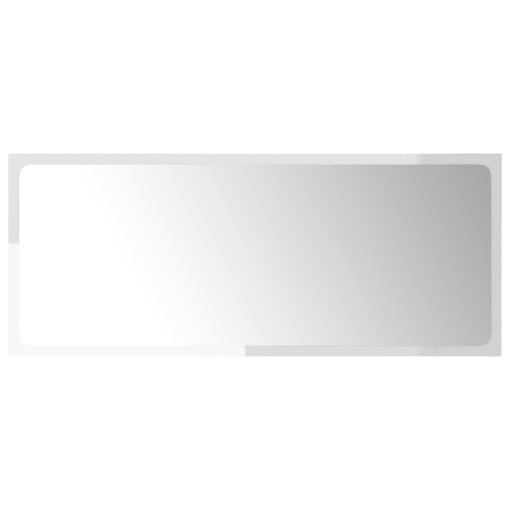 vidaXL Espejo de baño madera contrachapada blanco brillo 90x1,5x37 cm
