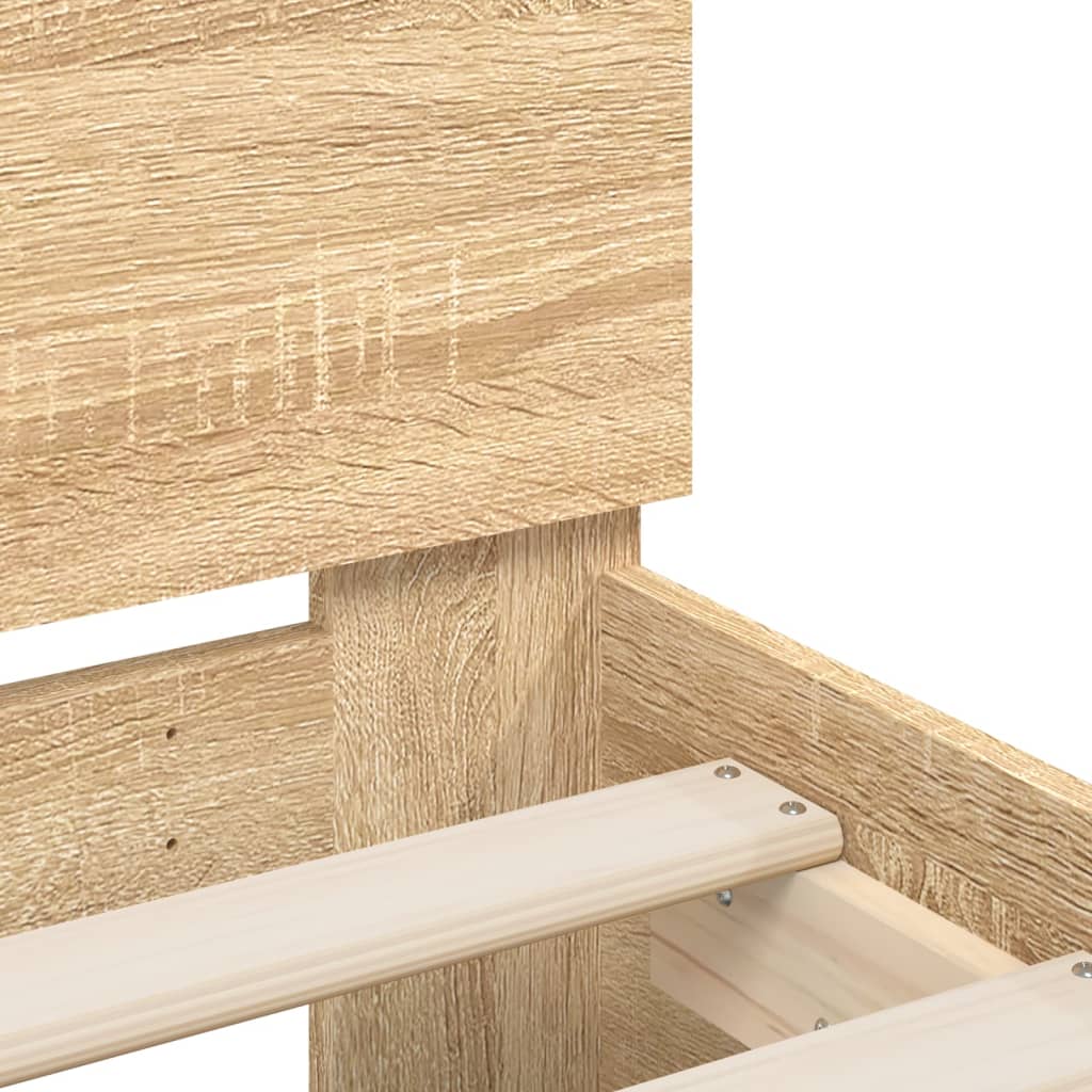 vidaXL Cama con cabecero madera de ingeniería roble Sonoma 135x190 cm