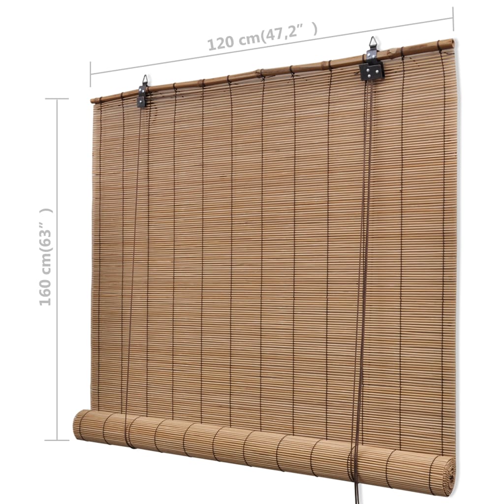 vidaXL Persianas enrollables de bambú marrón 120x160 cm