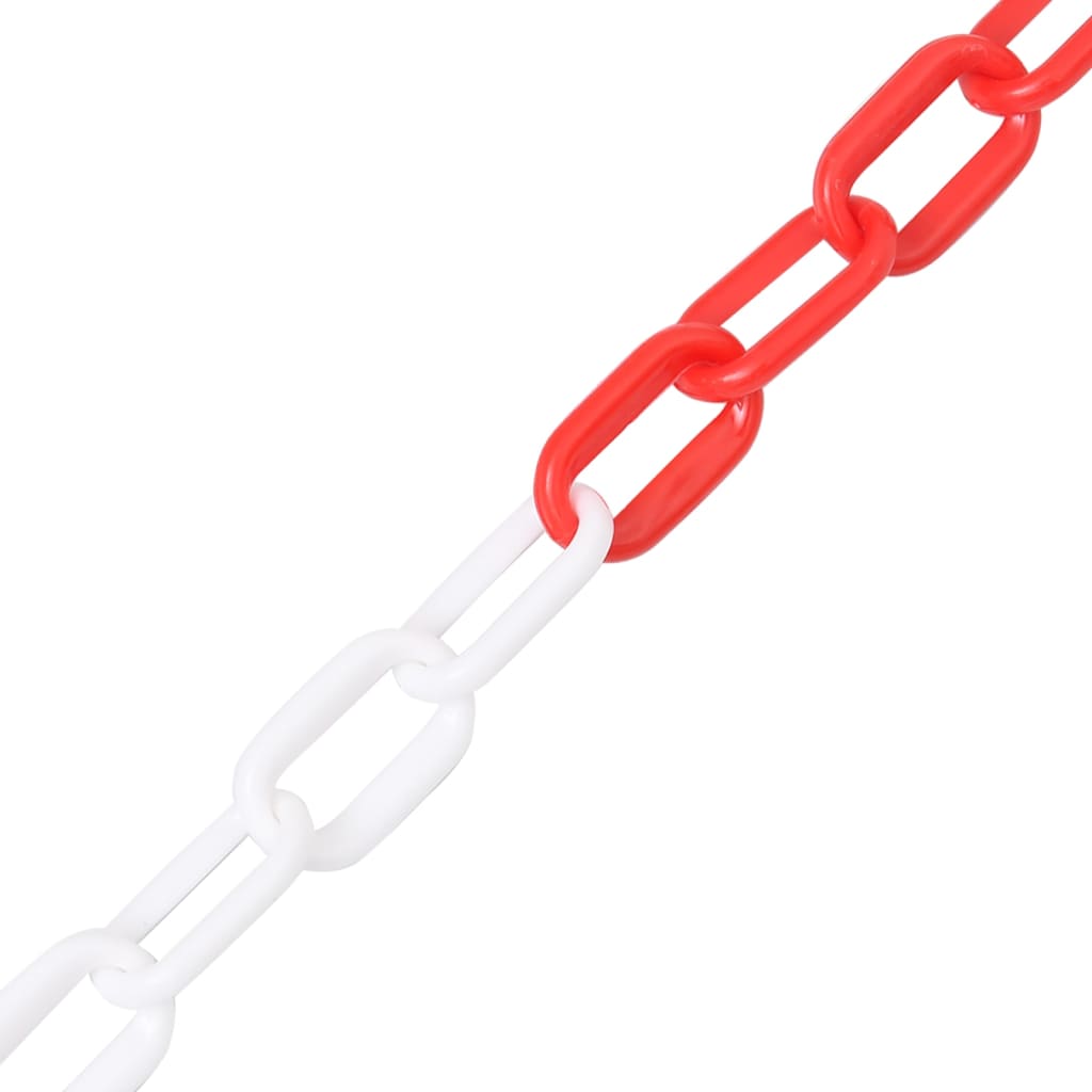 vidaXL Cadenas de advertencia plástico rojo y blanco 100 m Ø6 mm