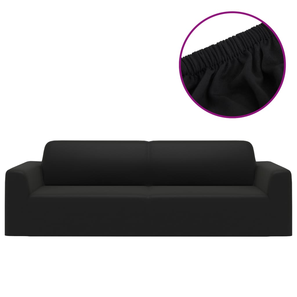 vidaXL Funda elástica para sillón de 3 plazas poliéster jersey negra