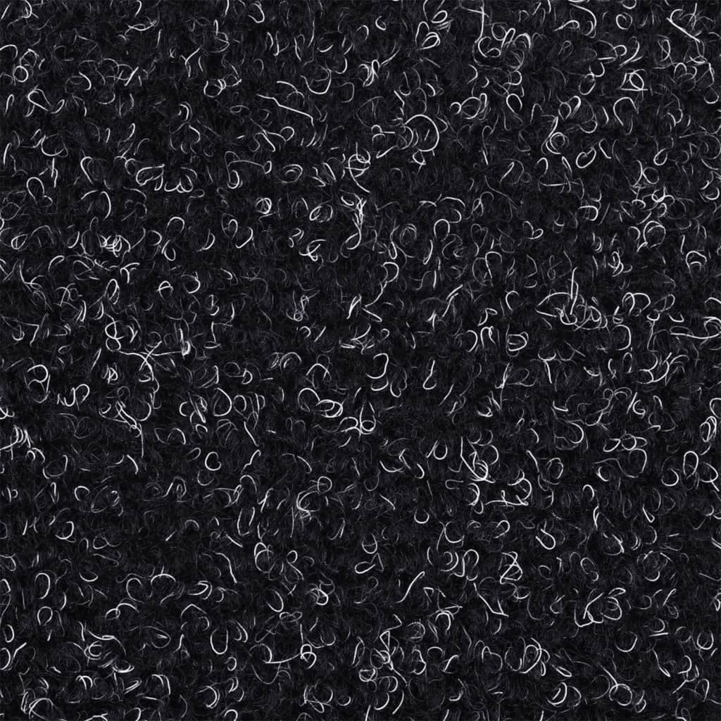 vidaXL Alfombrilla de escaleras 15 uds tela punzonada negro 56x17x3 cm