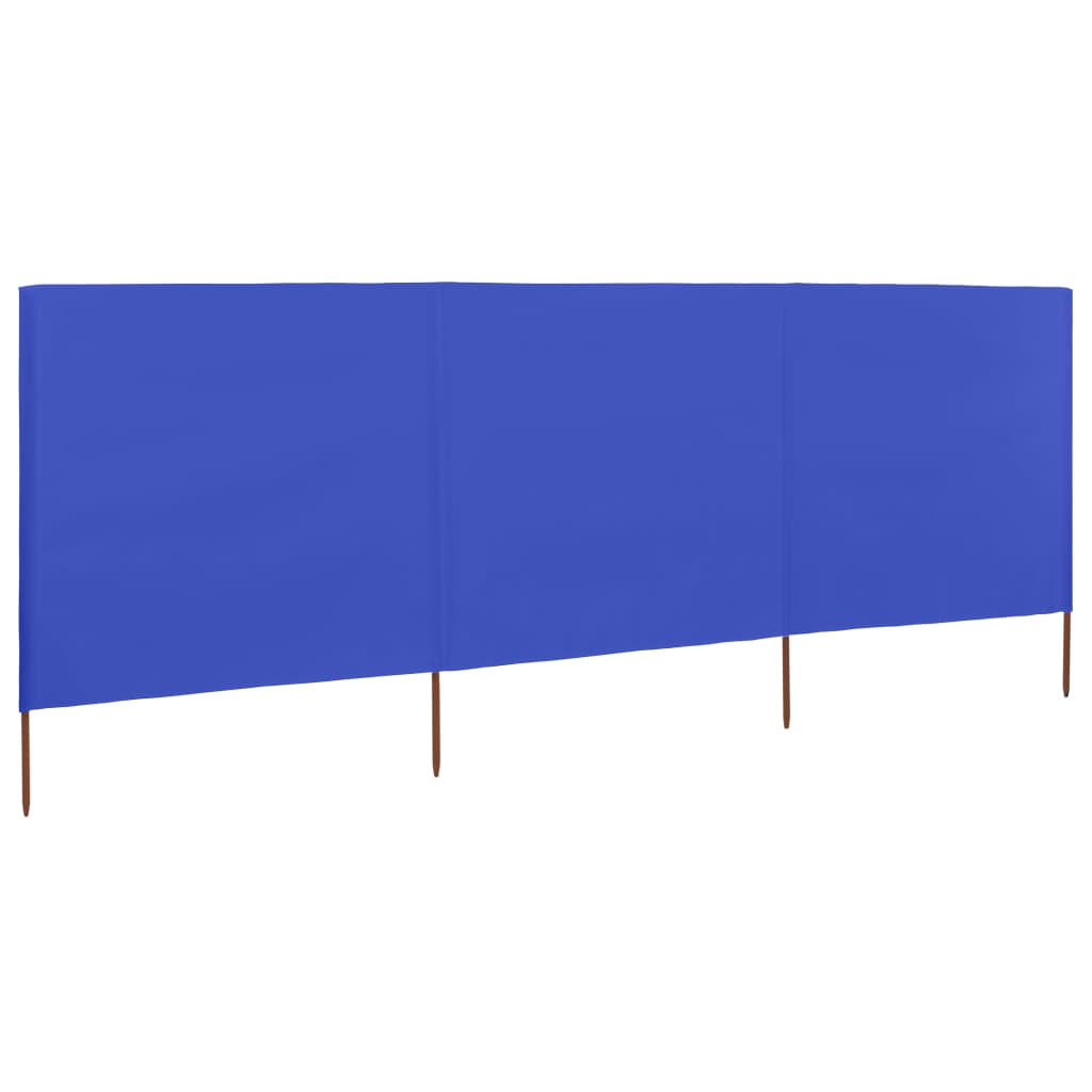 vidaXL Paravientos de playa de 3 paneles tela azul celeste 400x120 cm