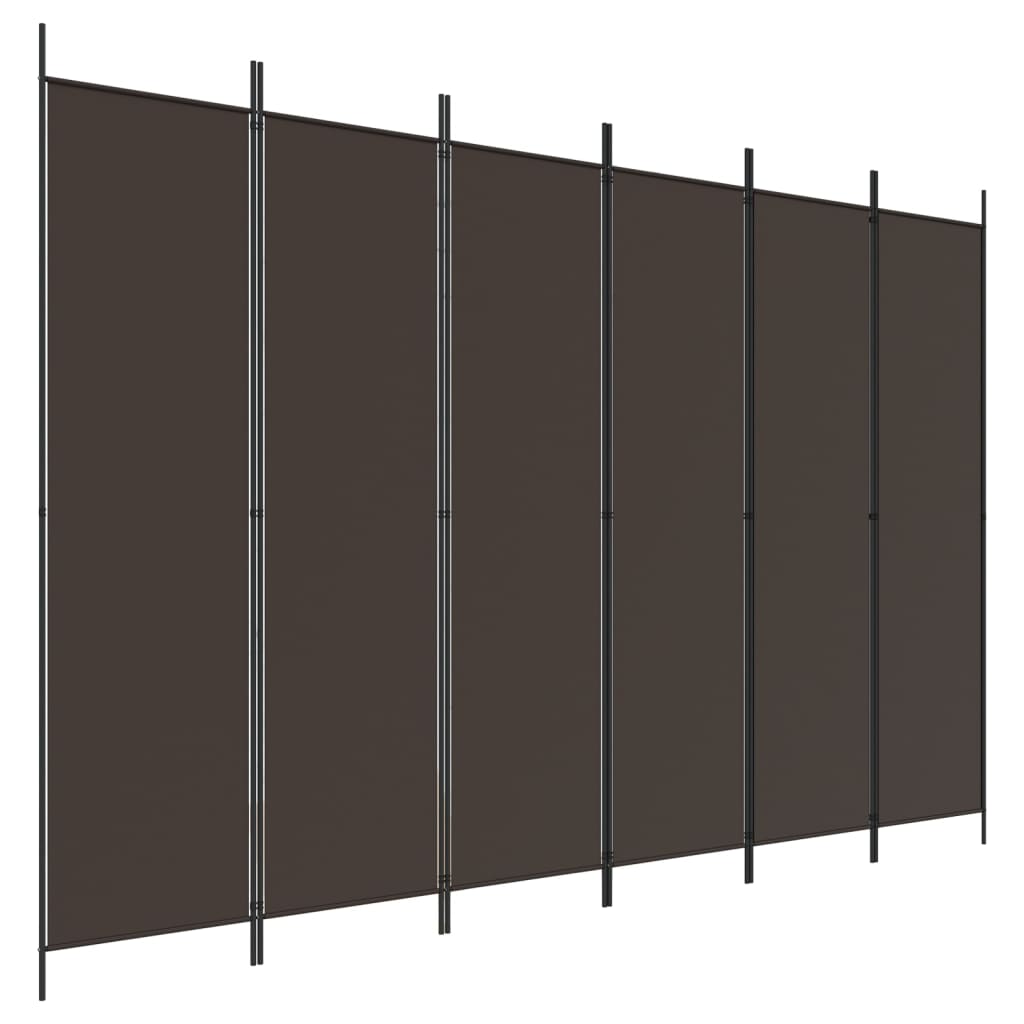 vidaXL Biombo divisor de 6 paneles de tela marrón 300x200 cm