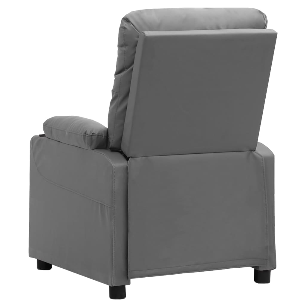 vidaXL Sillón reclinable de masaje eléctrico cuero sintético gris