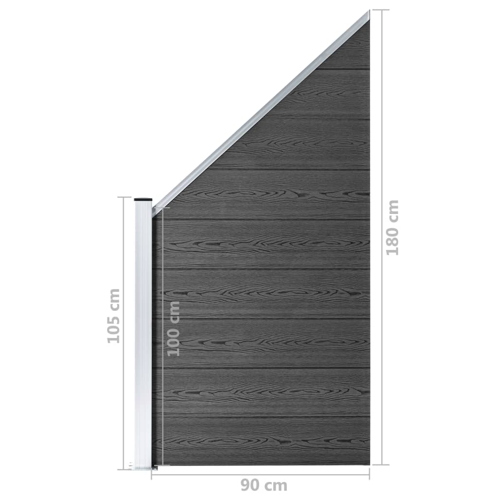 vidaXL Set de paneles de valla WPC negro 792x(105-186) cm