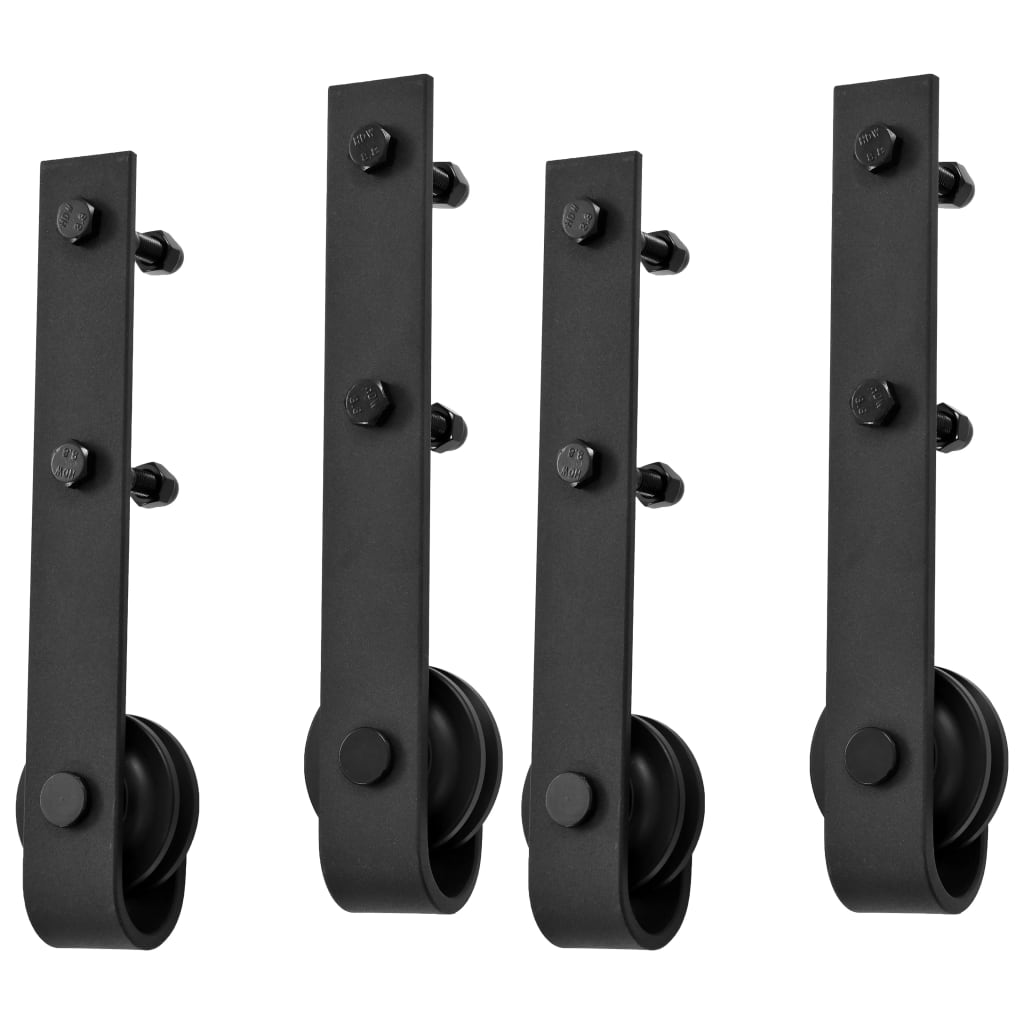 vidaXL Kit de herrajes de puertas correderas acero negro 2 uds 200 cm