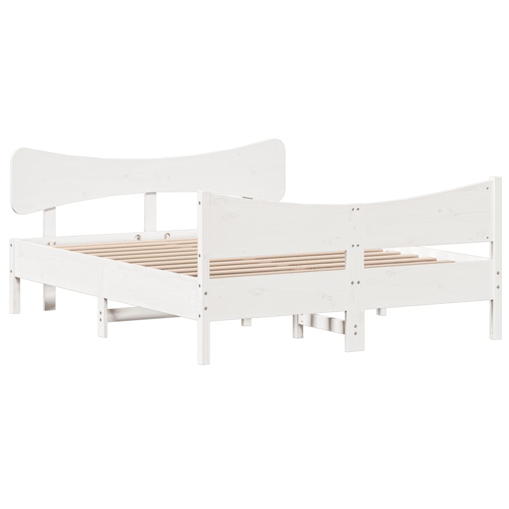 vidaXL Estructura de cama con cabecero madera pino blanco 140x190 cm