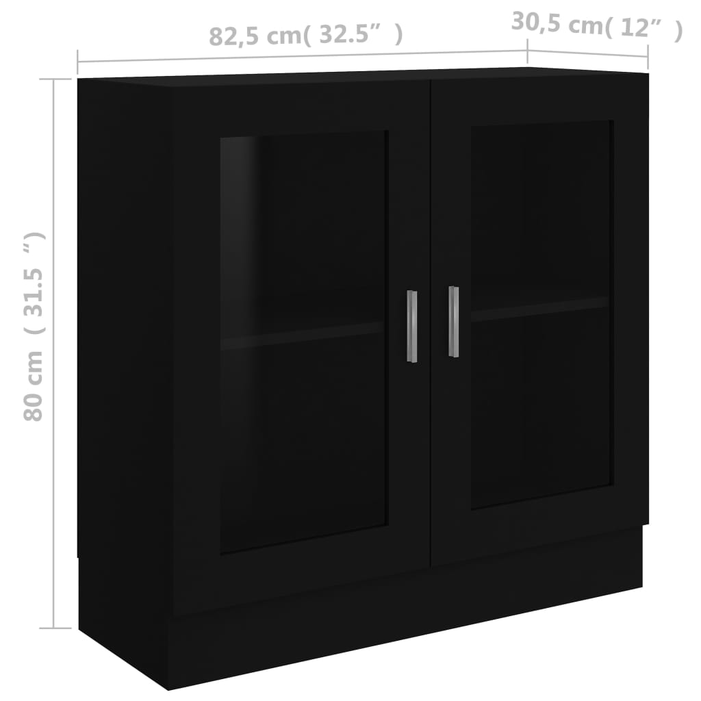 vidaXL Vitrina de madera contrachapada negro 82,5x30,5x80 cm