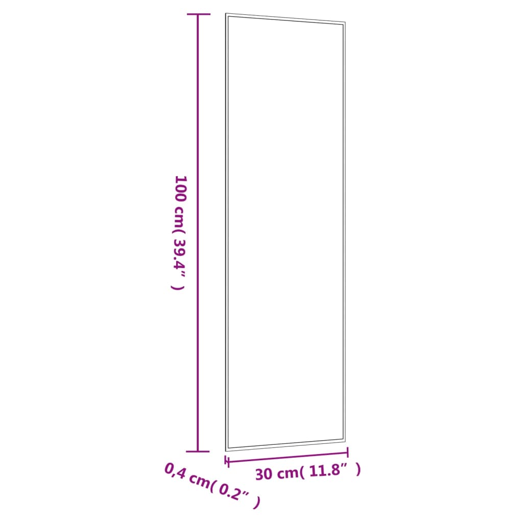 vidaXL Espejo de pared vidrio rectangular 30x100 cm