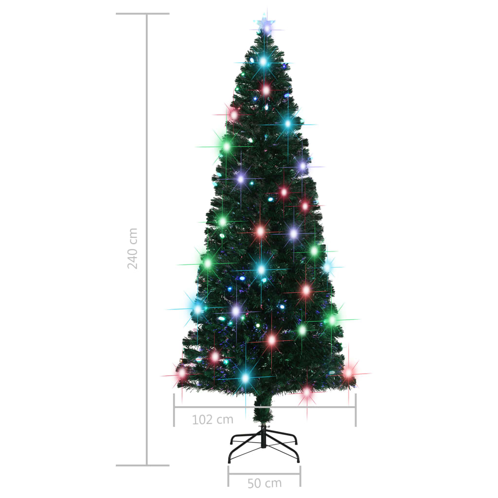 vidaXL Árbol de Navidad artificial con soporte/LED 240 cm fibra óptica