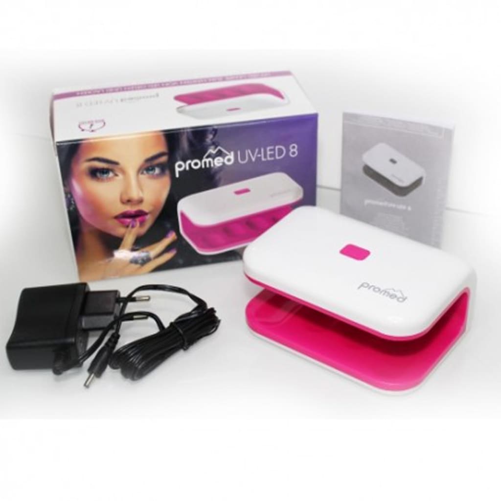 Promed Secador de uñas UV-LED 8 8 W mini rosa y blanco 330035