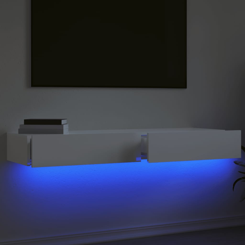 vidaXL Muebles de TV con luces LED 2 uds blanco brillo 60x35x15,5 cm