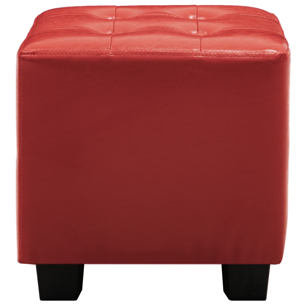 vidaXL Sillón con diseño de cubo con reposapiés cuero sintético rojo