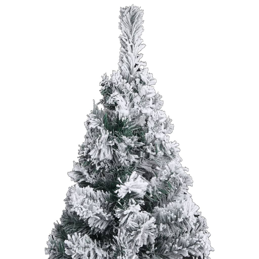 vidaXL Árbol de Navidad delgado con luces y nieve PVC verde 120 cm
