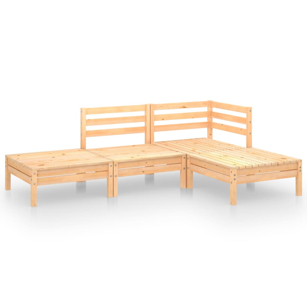 vidaXL Juego de muebles de jardín 4 piezas madera maciza de pino