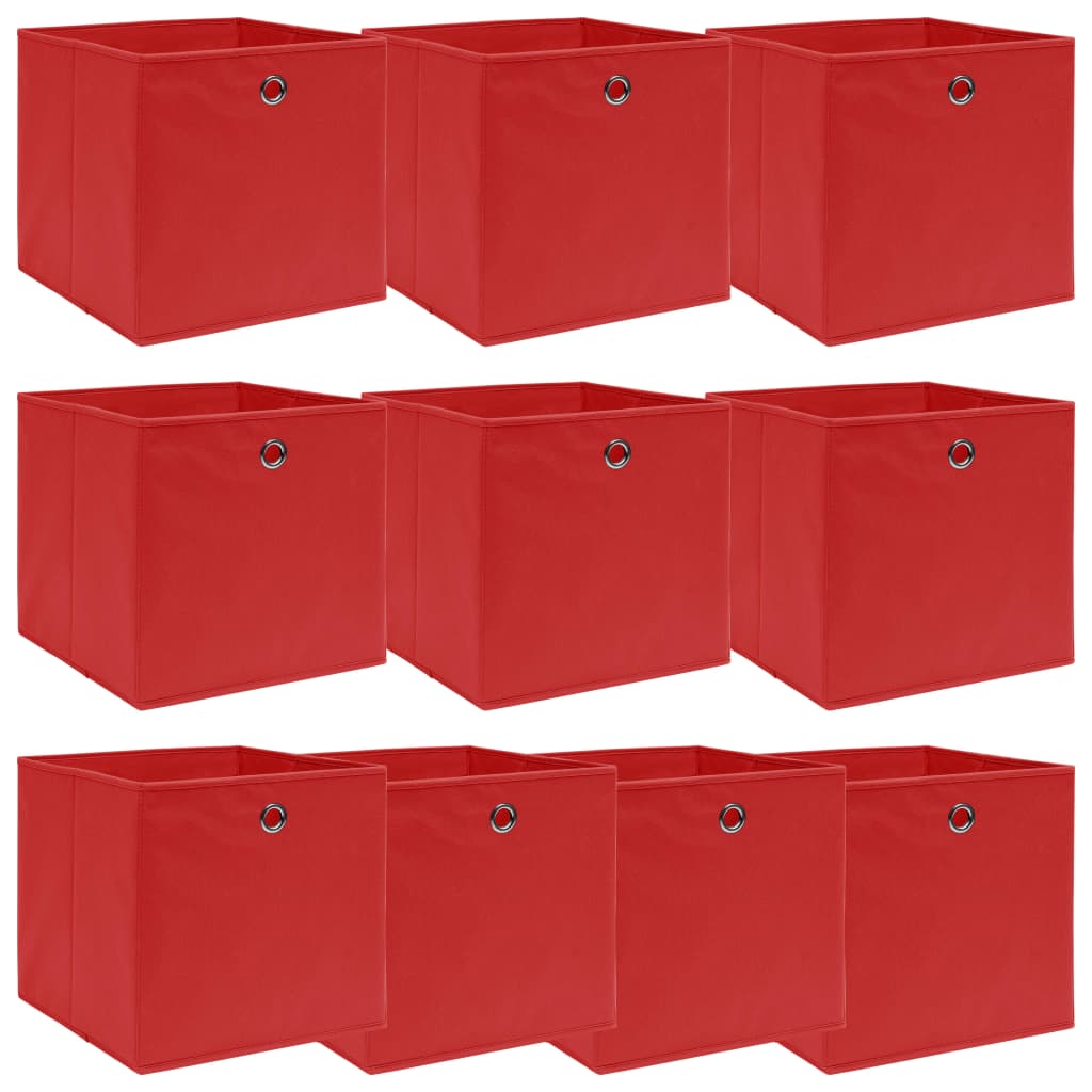 vidaXL Cajas de almacenaje 10 uds tela rojo 32x32x32 cm