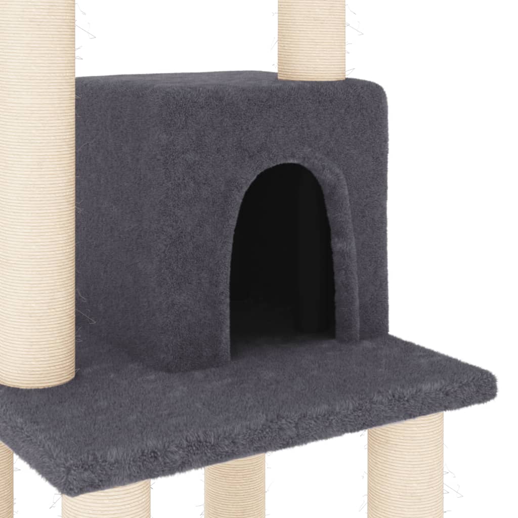 vidaXL Rascador para gatos con postes de sisal gris oscuro 105 cm