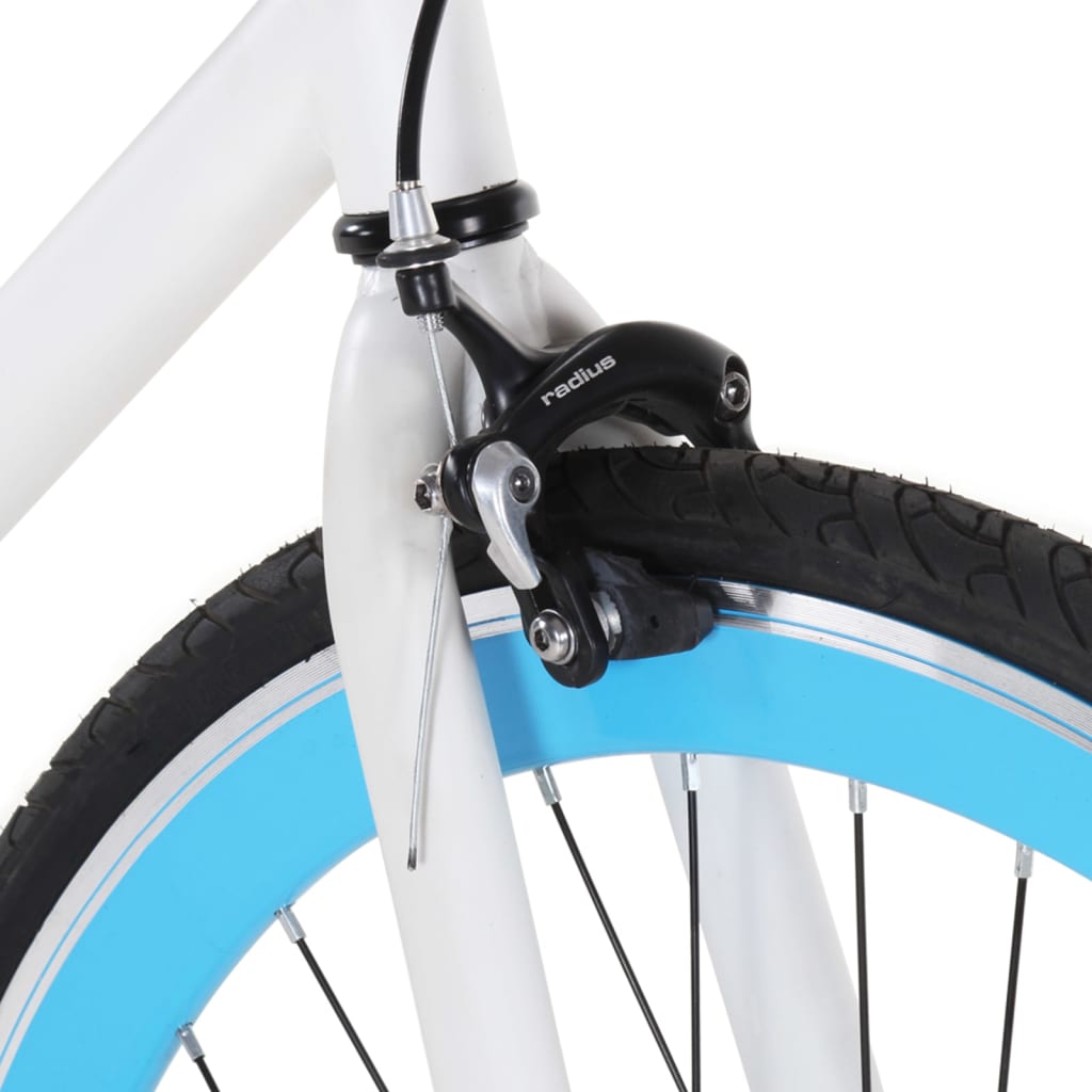 vidaXL Bicicleta de piñón fijo blanco y azul 700c 51 cm