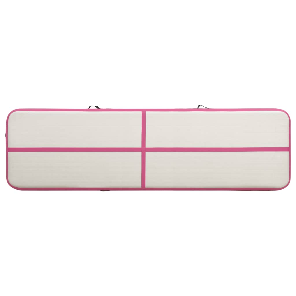 vidaXL Esterilla inflable de gimnasia con bomba PVC rosa 600x100x20 cm