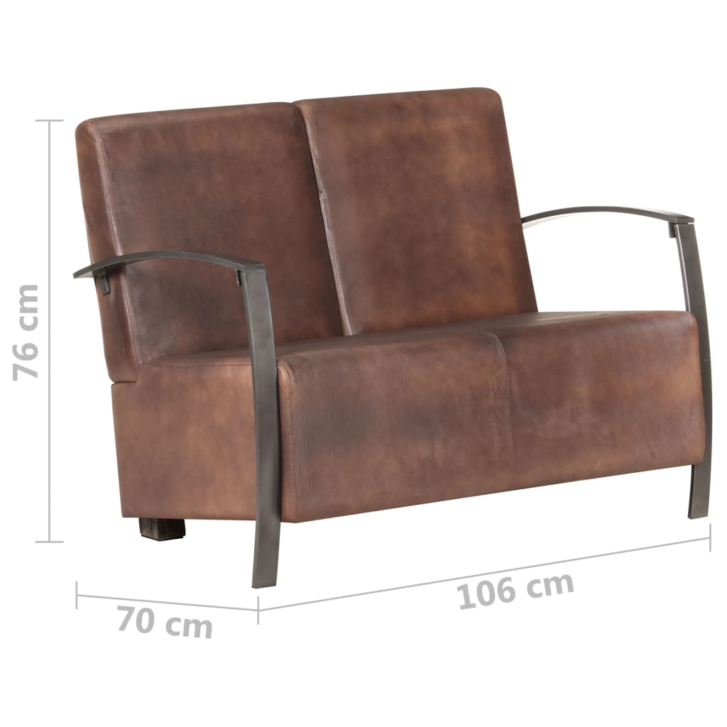 vidaXL Sofá de 2 plazas envejecido cuero auténtico marrón