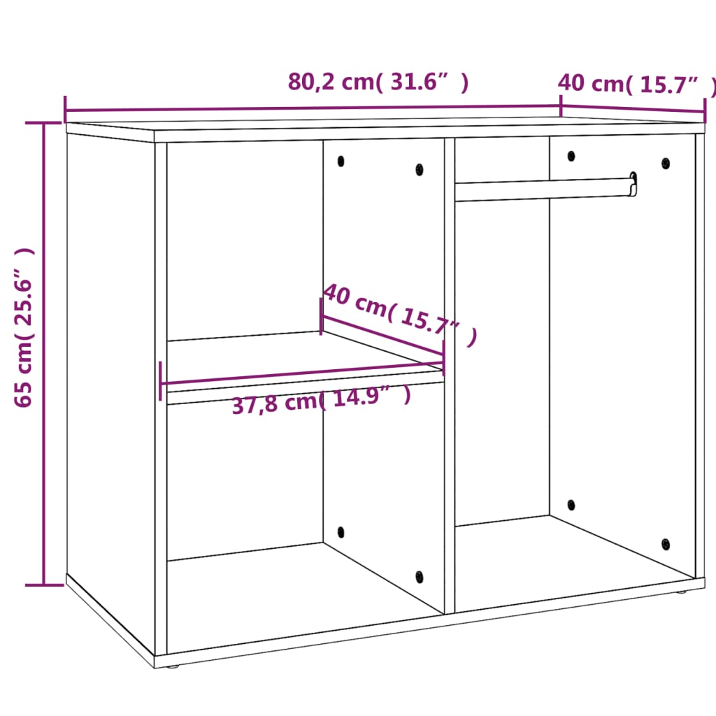 vidaXL Mueble vestidor madera contrachapada gris hormigón 80x40x65 cm