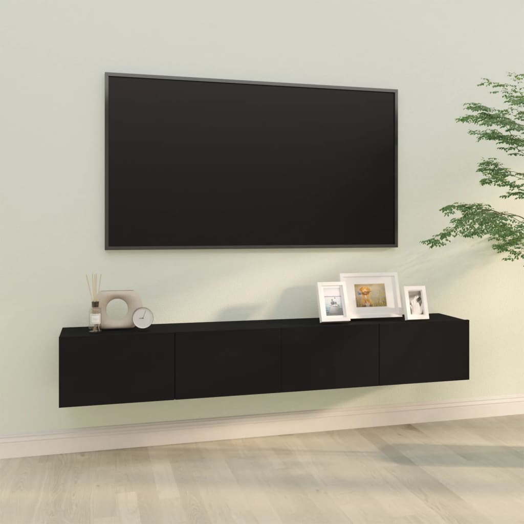 vidaXL Muebles TV pared 2 uds madera contrachapada negro 100x30x30 cm