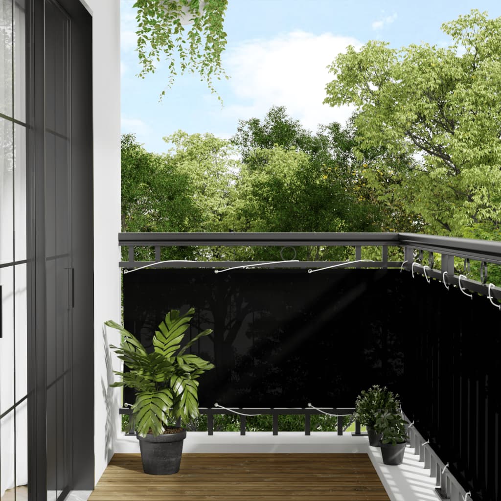 vidaXL Pantalla de balcón 100% poliéster Oxford negro 75x1000 cm