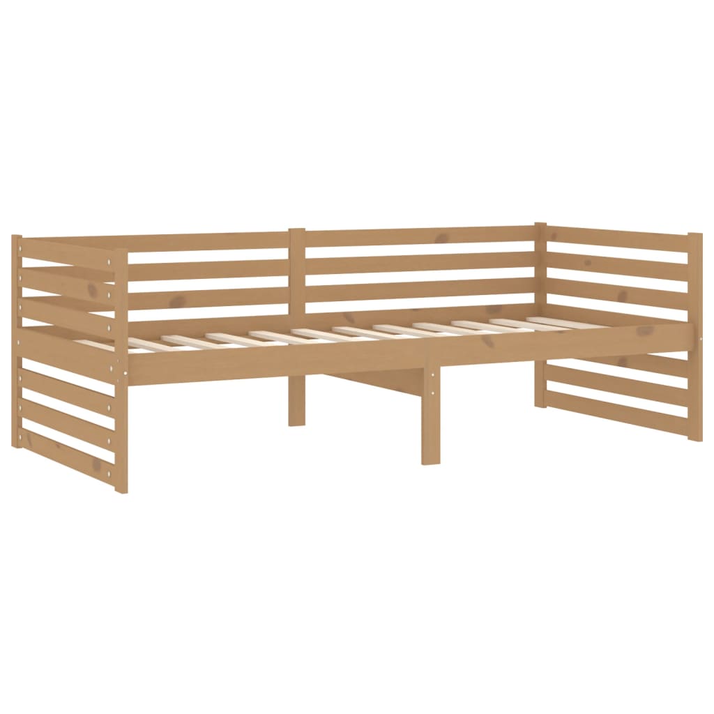 vidaXL Sofá cama con colchón madera pino maciza marrón miel 90x200 cm