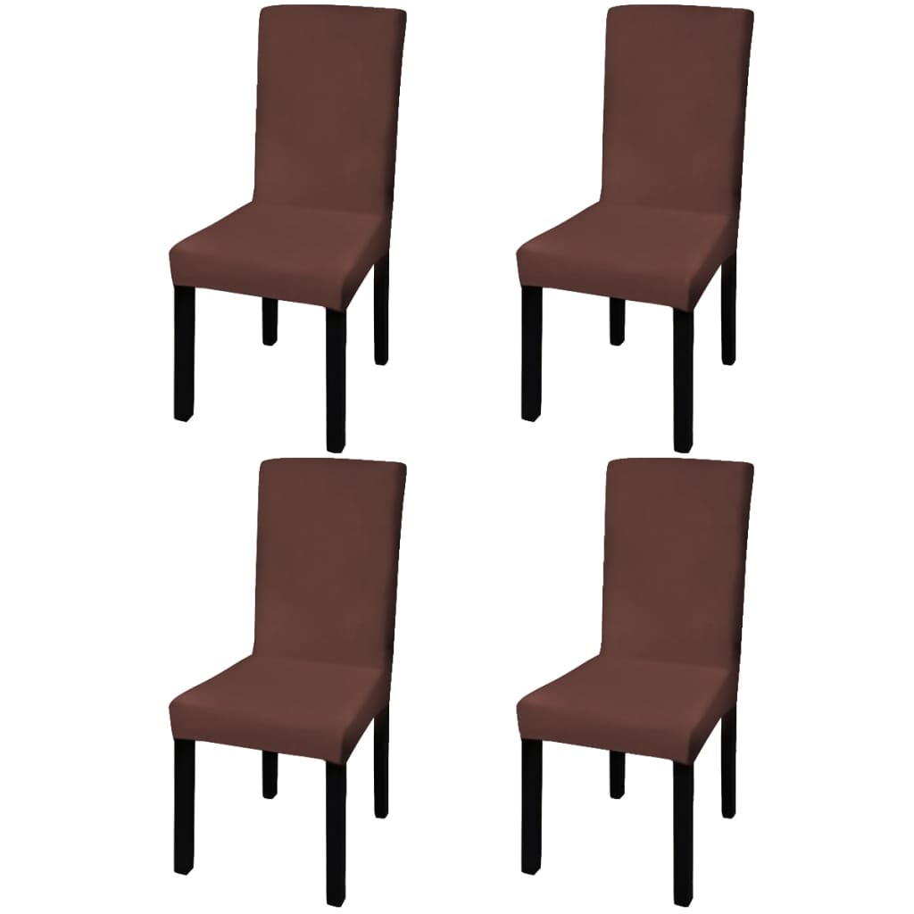 vidaXL Funda para silla elástica recta 4 unidades marrón