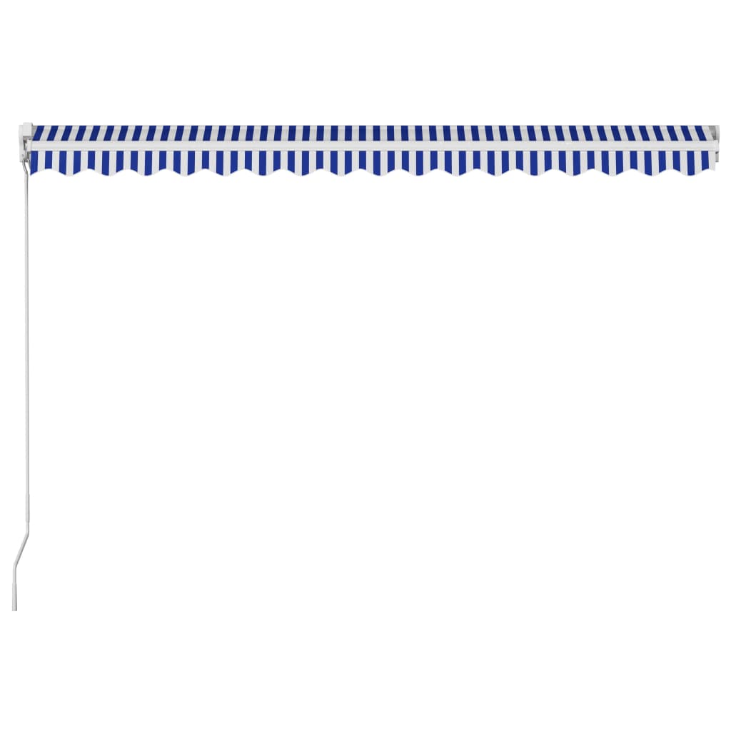 vidaXL Toldo manual retráctil azul y blanco 450x300 cm
