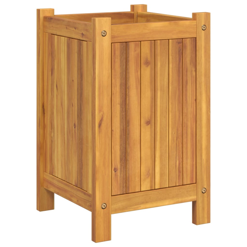 vidaXL Jardinera con forro madera maciza de acacia 31x31x50 cm