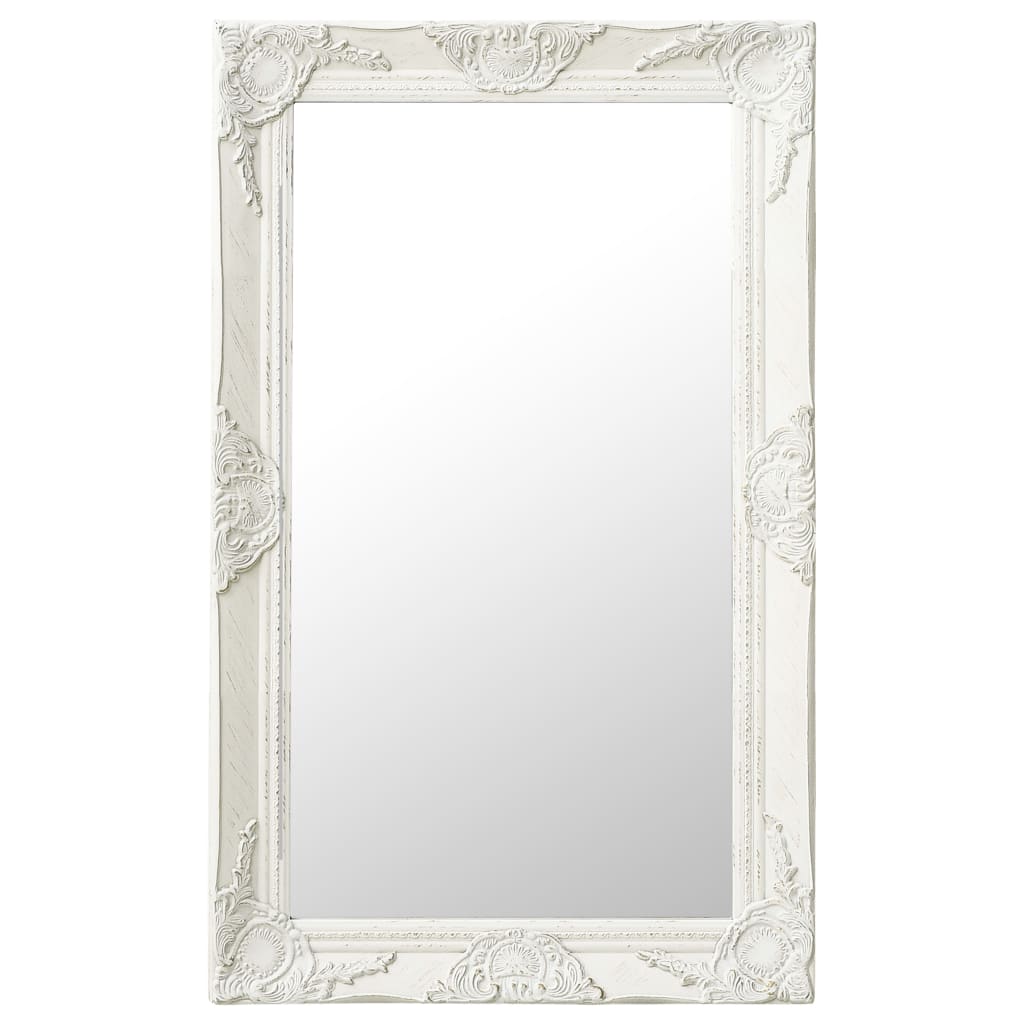 vidaXL Espejo de pared estilo barroco blanco 50x80 cm