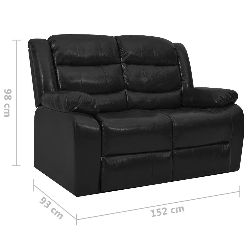 vidaXL Sofá reclinable de 2 plazas cuero sintético negro