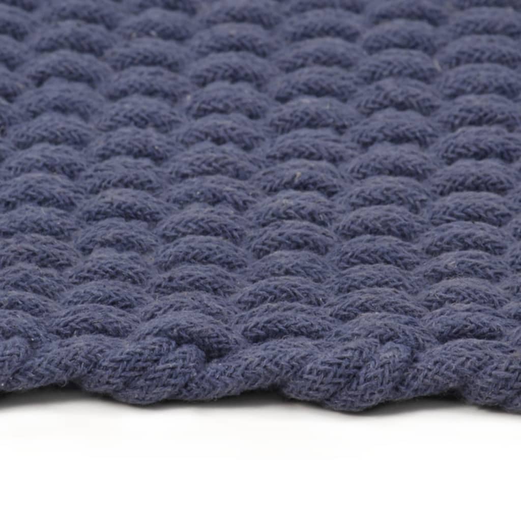 vidaXL Alfombra rectangular algodón azul marino 160x230 cm