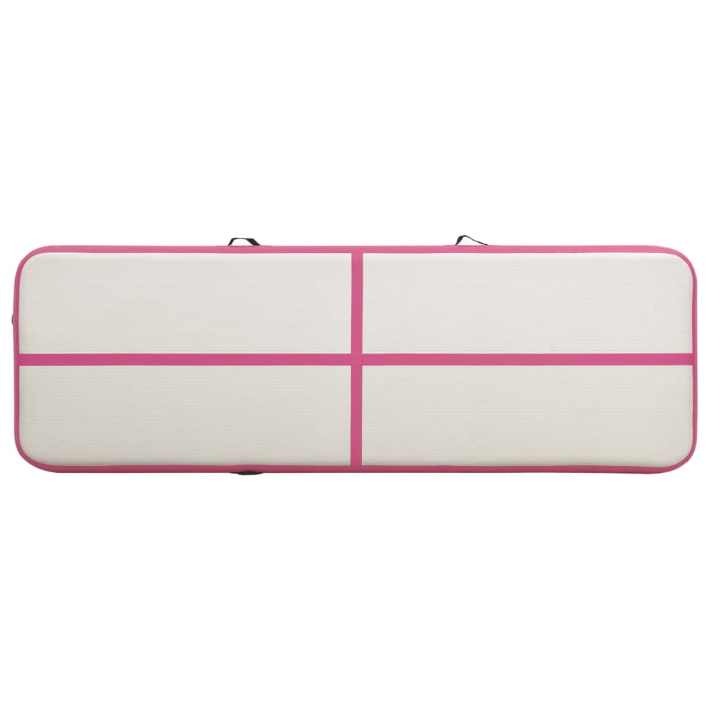 vidaXL Esterilla inflable de gimnasia con bomba PVC rosa 400x100x15 cm